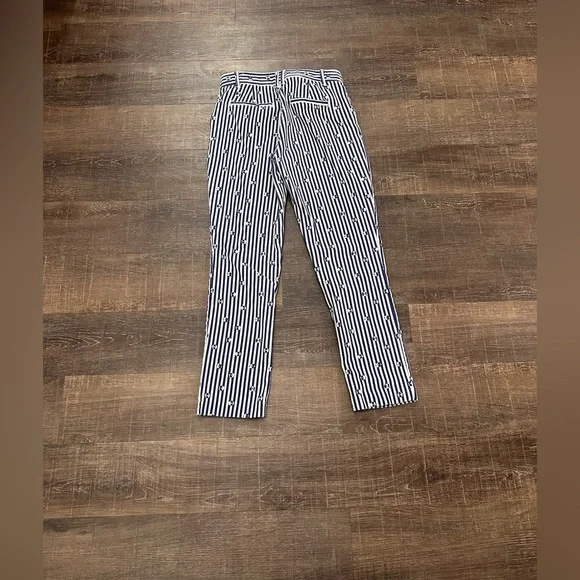 Anthropologie Blue and Cream Textured Fabric The Essential Slim Pant Size 2 - Picture 2 of 6